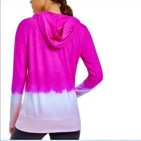 Ideology Womens Hoodie Sweatshirt Pullover Ombre Laced Bodice Long Sleeve Pink