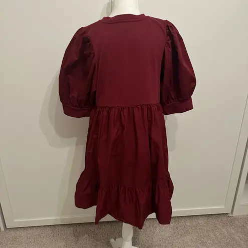 Tuckernuck En Saison Burgundy Mini Dress Sz L Red Size L