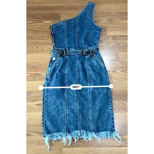 Retrofête Giorgio One-Shoulder Short Belted Denim Dress size small