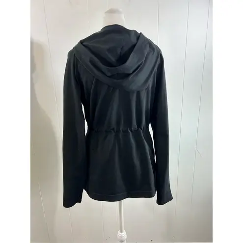 Zella  full zip hooded black jacket. Adjustable waist. Women’s Small