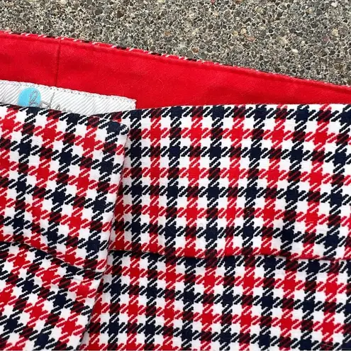 Boden red blue white houndstooth plaid ankle dress pants 10R Size 10