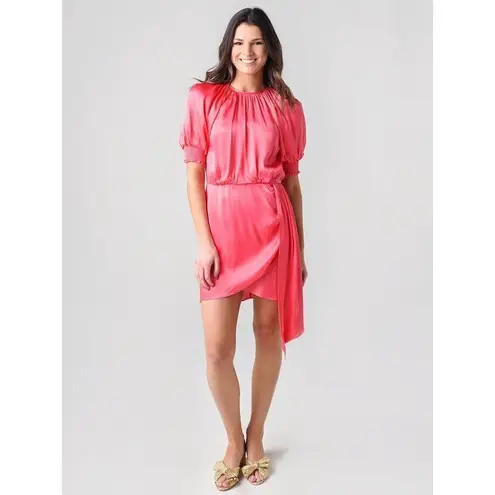 Saylor Zulu Satin Mini dress in Melon Pink Large New Womens Cocktail