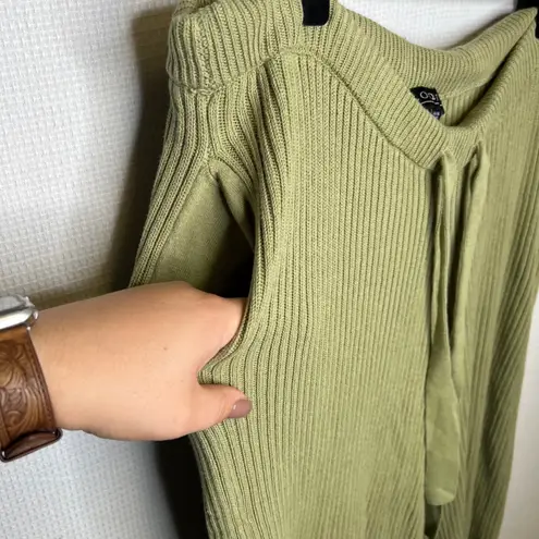 Eloquii Women Plus Size 14/16 Cotton Sage Green Ribbed Knit Wide Leg Lounge Pant