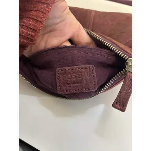 Fossil  Burgundy Crossbody Leather Small Purse Boho Classic Minimalist