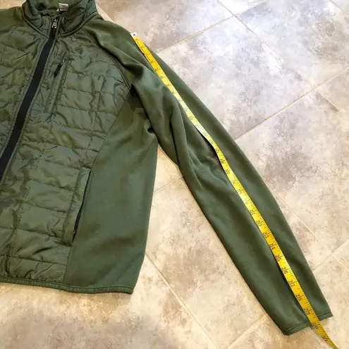 Orvis puff jacket army green long sleeve large soft shell full zip