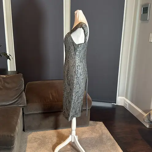 Tea Length Gray Mother of the Bride Dress Chiffon Jacket Corset Back Size 12 NEW