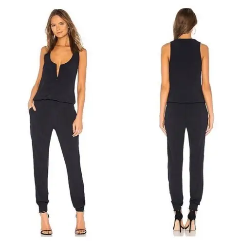 monrow crepe half zip sleeveless neptune jumpsuit