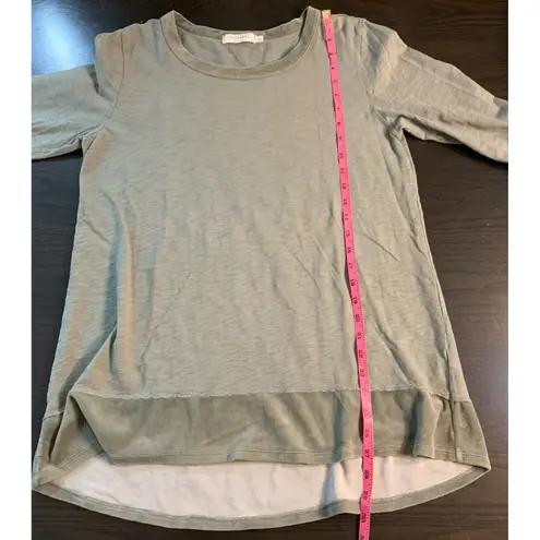 Mododoc Long Sleeve Tunic Top Layered Hem Green Size L Casual Comfort Lagenlook Size L