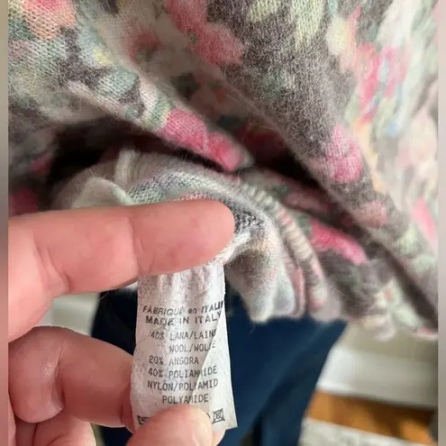 Vintage 1980s Tricobel Paris Angora Floral Sweater 70s Inspired Made in Italy Pink Size M