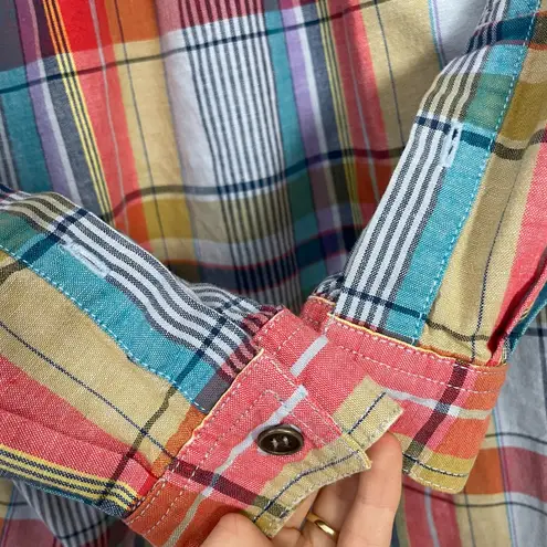 Vintage 90s Plaid Shirt Colorful Women Long Sleeve Button