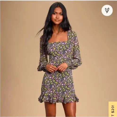 NWT Lulus Bouquet Beauty Floral Spring Dress Sz S Purple