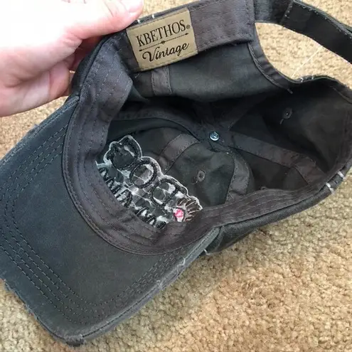 NEW NWT FUNKY JUNQUE Ballcap Dog Mom Bone Paw Patch Embroidery Hat Baseball Cap Gray