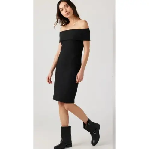Anthropologie SOL ANGELES Dress Womens Large Black Thermal Off Shoulder Knit Size undefined