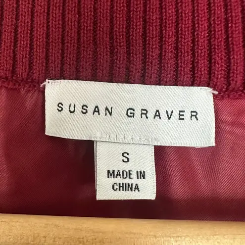 Susan Graver Quilted Vest Sleeveless Puffer Padded Gold Zip Burgundy Women Small