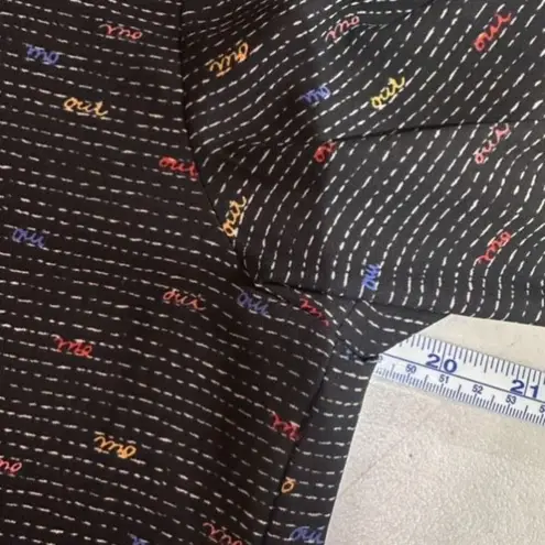 NYDJ Women's Pintuck Oui Printed Long Sleeve Popover Tunic Blouse Black Size XS