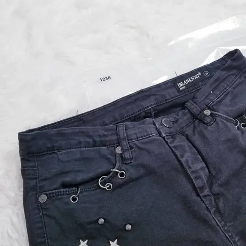 BLANK NYC  Intro Black Denim Destroyed Star Studded Pierced Skinny