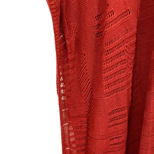 Mersea Crochet Loose Knit Tunic Kaftan Coverup Dress Red