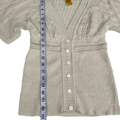 Catherine Malandrino 100% Baby ALPACA Cream Embroidered Vintage Button Top Sz S