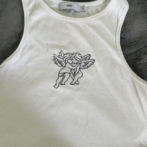 Adika angel/cherub ribbed white tank top size medium