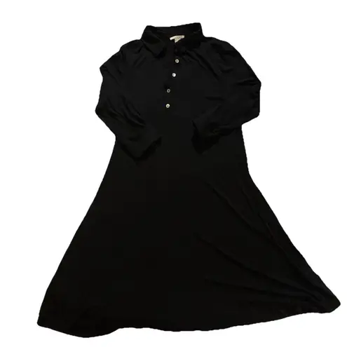 White + Warren Black Collared Stretch Work Dress No