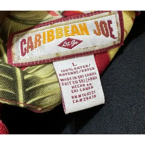 Caribbean Joe Caribbean Joe Womens sz L Tropical Floral Hawaiian V-Neck Sheath Red Dress