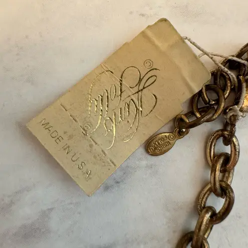 NEW KIRKS FOLLY Brass Gold Tone Champagne Crystal Statement Necklace Vintage