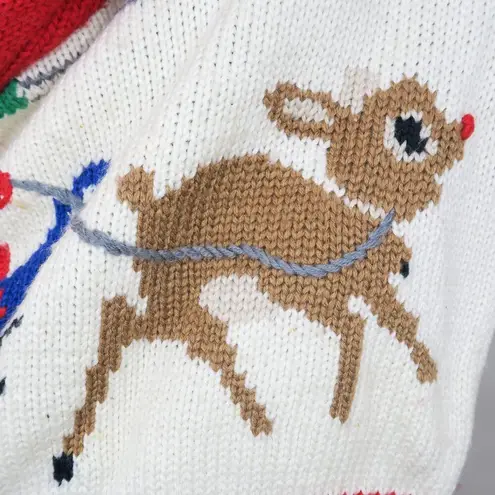 Vintage 90s Santa Claus Rudolph Red Turtleneck Sweater Size M