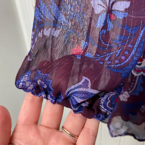 EUC Mi Ami women’s deep purple blue floral lined v