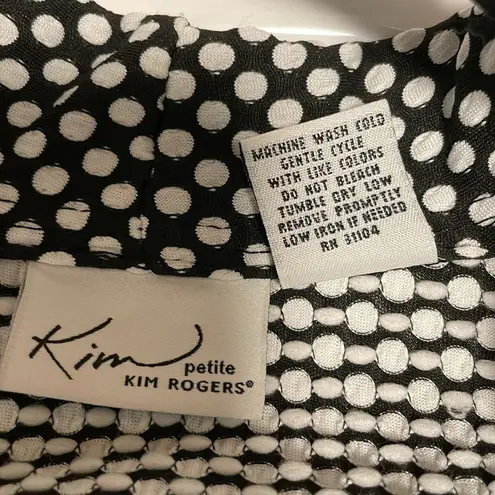 kim rogers Kim Rogers Black & White Polka Dot Dual Pocket Blazer Women’s Petite Small