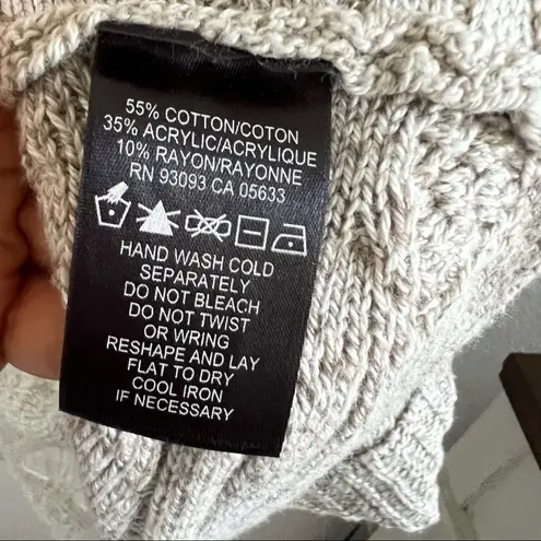 Nic+Zoe Champagne Open Front Knit Cardigan Boho Neutral Small