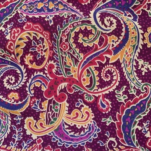 Vintage Skirt Multicolor Burgundy Blue Purple Paisley Print Boho Academia Maxi Red Size L