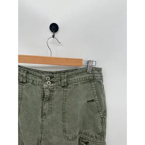 Sundance Cargo Short Women 8 Olive Green Tencel 7" Inseam Boho Loose Lightweight