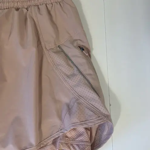 NOODME Women's XL Running Shorts Blush Pink Lined Zip Pockets High Rise Stretch