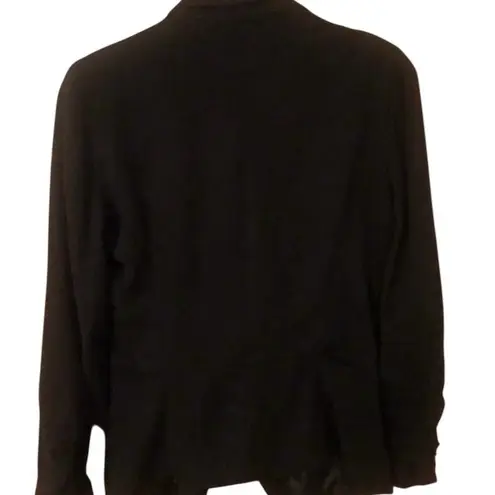 Luxe Vintage Y2k Zip up Assymetrical black blazer waterfall collar professional chic