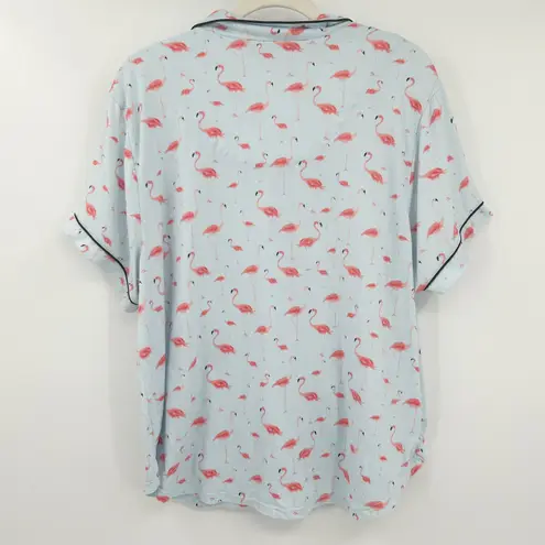Kate Spade New York Womens Pajama Lounge Top Flamingo Novelty Print Size 2X Blue