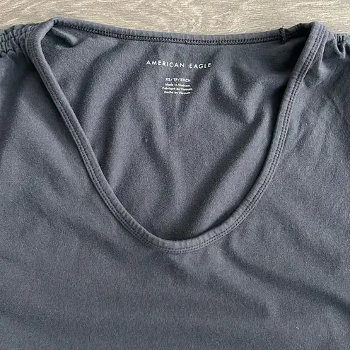 American Eagle NWT  Tie Shoulder Tank Top Women's XS Dark Gray Scoop Neck Cropped