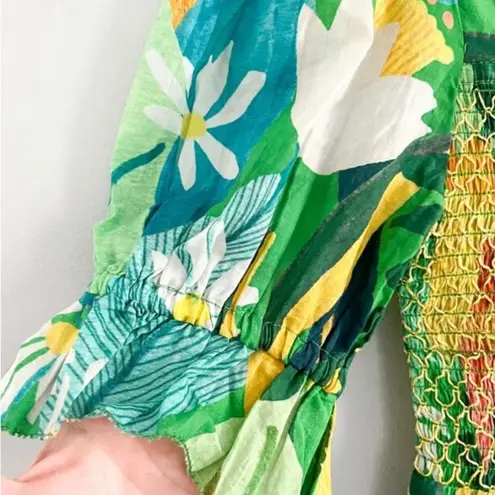 Farm Rio Vintage Toucans Smocked Peplum Top Medium