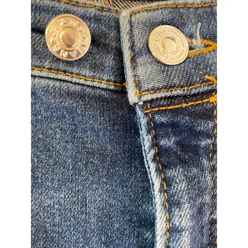 All Saints Roxanne Dark Blue Denim Stretch Ankle Raw Hem Jeans Sz 31 Slim Skinny