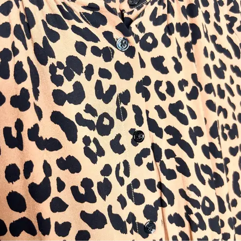 Rails Bella Jaguar Long Sleeve Leopard Print Shirt Dress Tie Waist Size Medium