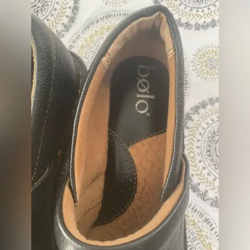 Bolo Shoes Womens Sz 8 Casual Comfort Slip On Wedge Clogs J00603 Black Leather