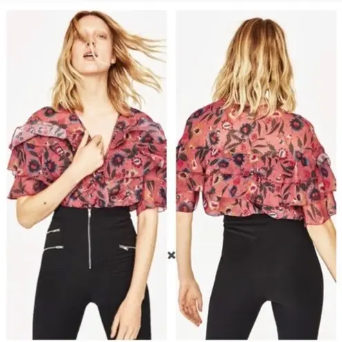 ZARA  Ruffle Floral Print Bodysuit  Small