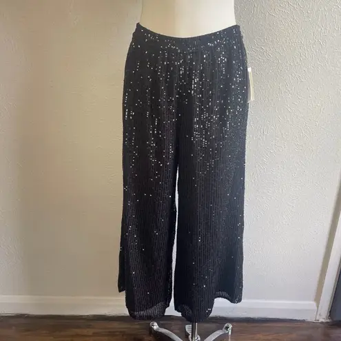 ✨ Michael Kors Black Sequin Wide Leg Pants M Size M
