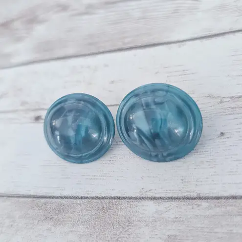 Vintage Clip On Earrings Dark Turquoise/Teal Tone Oval