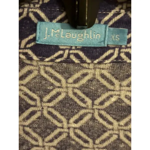 J. McLaughlin Blue Geometric Print Button Down Shirt XS Linen Blend - Image 2