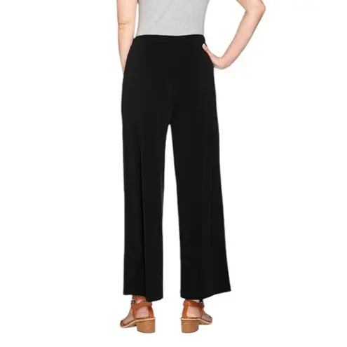 Susan Graver Size XS Oversized Black Liquid Knit Elastic Waist Wide Leg Pants