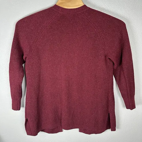 LL Bean Organic Cotton Blend Open Cardigan Sweater Womens XL Burgundy Speckled Red