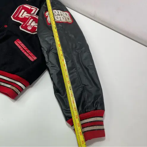 Wool Lettermen Jacket Black & Red Large Cheer Varsity Bomber Streetwear Academia