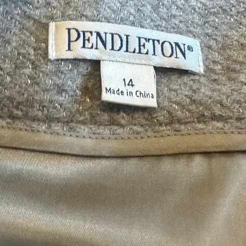 Pendleton Grey Wool Metallic Pencil Skirt Fully Lined Slit Fitted Size 14 Womens