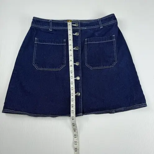 Popsugar Denim Skirt Size 14 Blue Jean Button Front Dark Wash