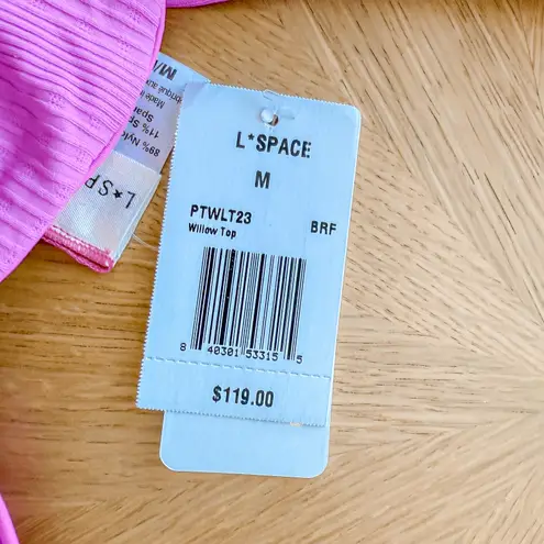 L Space Bikini Top Womens Medium Pink Willow Ribbed Barbiecore Beach Summer NWT